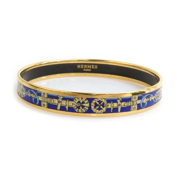 Hermes Hermès bangle bracelet in enamel metal gold and blue. Free shipping...